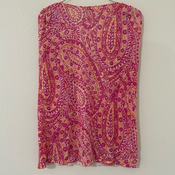 Ralph Lauren 100% Silk Paisley Sleeveless Top Shoulder Pull Strings Size Medium - Picture 2 of 7